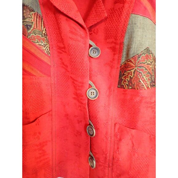 Canvasbacks Patchwork Embroidered Art Jacket Blazer Size 8 Small Red Ornate - Picture 5 of 12